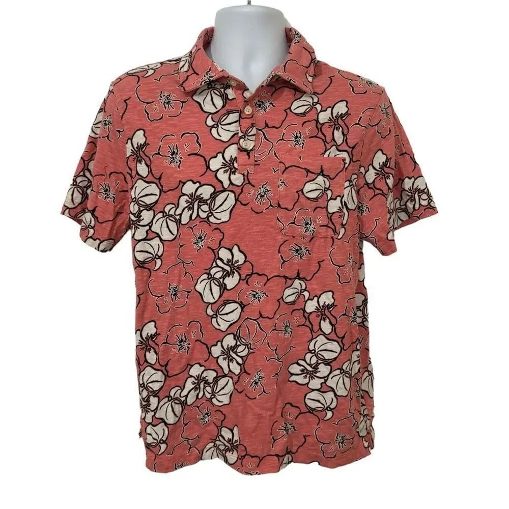 🔥4/$25 Goodfellow Men’s Coral Floral Hawaiin Shirt Short Sleeve Large